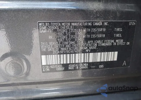 2024 Toyota Rav4 Xle Premium from USA, damaged, VIN 2T3A1RFV1RC467401